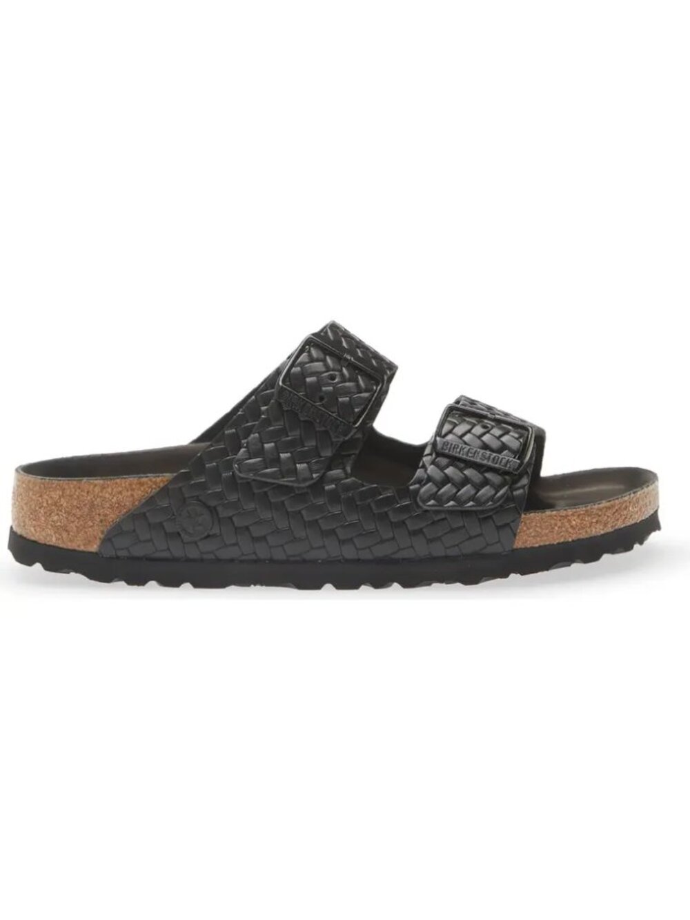 NEW Birkenstock Arizona Woven Embossed Black Leather Sandals 40 Womens 9 - Picture 4 of 5